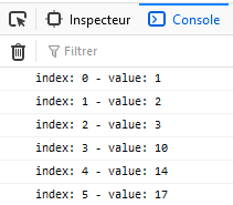 console.log des résultats