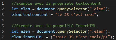 modifier du contenu avec textcontent ou innerHTML